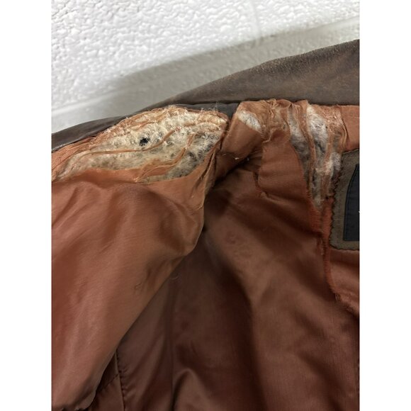 Vintage Midway Brown Genuine Leather Bomber Jacket Size 42 With Front Pockets an - Picture 14 of 16